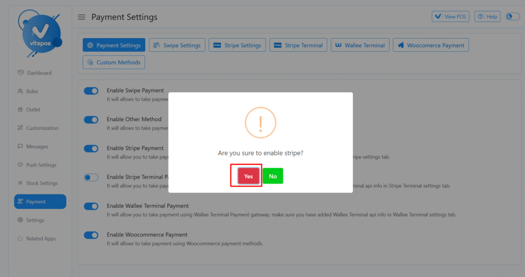 Vitepos Stripe Payment Method - Vitepos